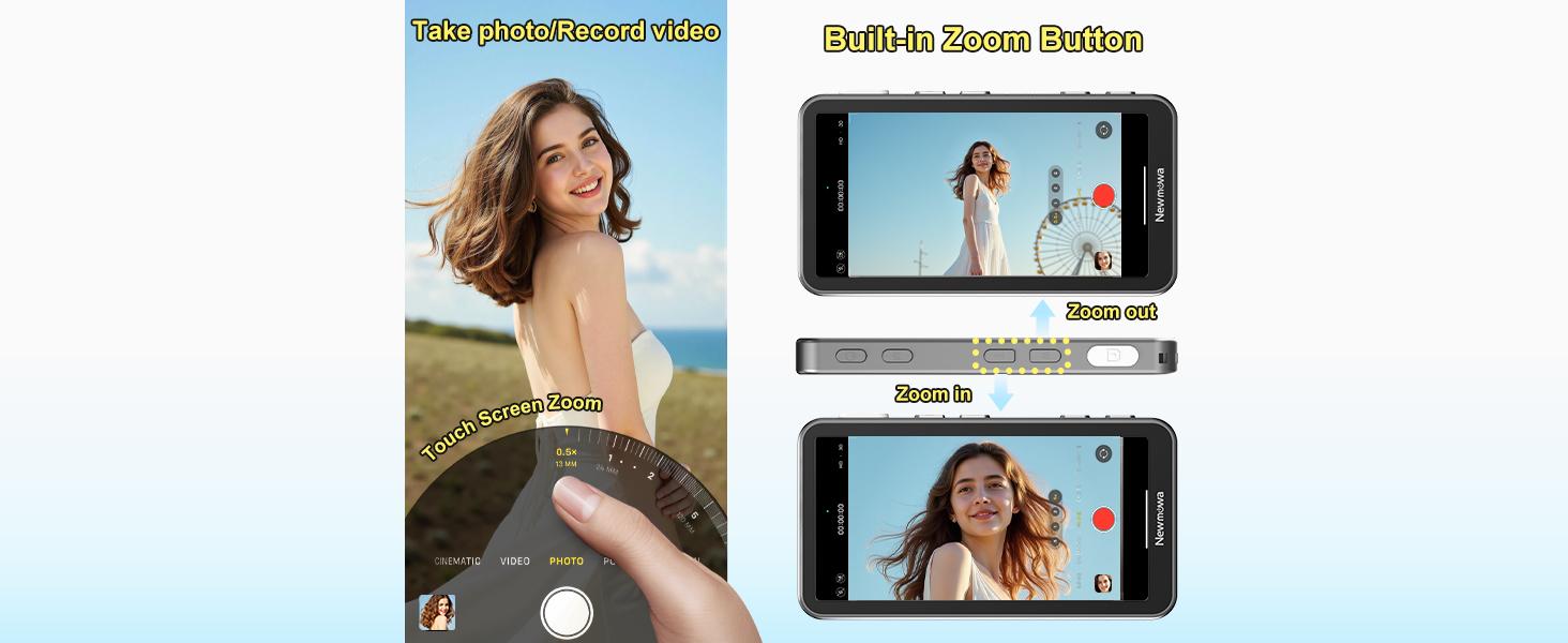 Newmowa Touchscreen Phone Vlog Selfie Monitor Screen, Magnetic Wireless Back Camera Selfie Monitor with Focus Adjustment ONLY for iPhone, Support 4K 30fps Wireless Recording for iPhone 15/16/17 TikTok YouTube Instagram