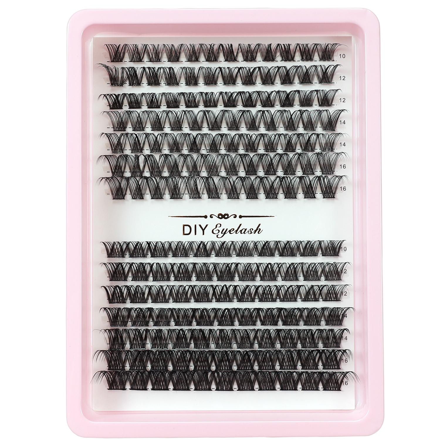 2026 New DIY False Eyelashes Book, Multi-Length Mixed Set, 14 Rows Large Capacity, Dense Segmented Self-Application Single Cluster Lashes