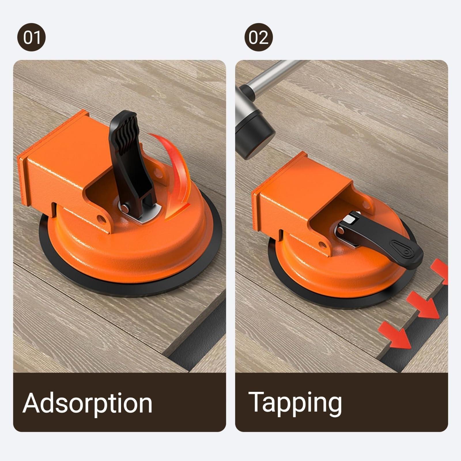 Floor Gap Repair Tool, Enhanced Vacuum Suction, Adjustable Height, Carbon Steel & Rubber Pad, for Laminate Vinyl Flooring
