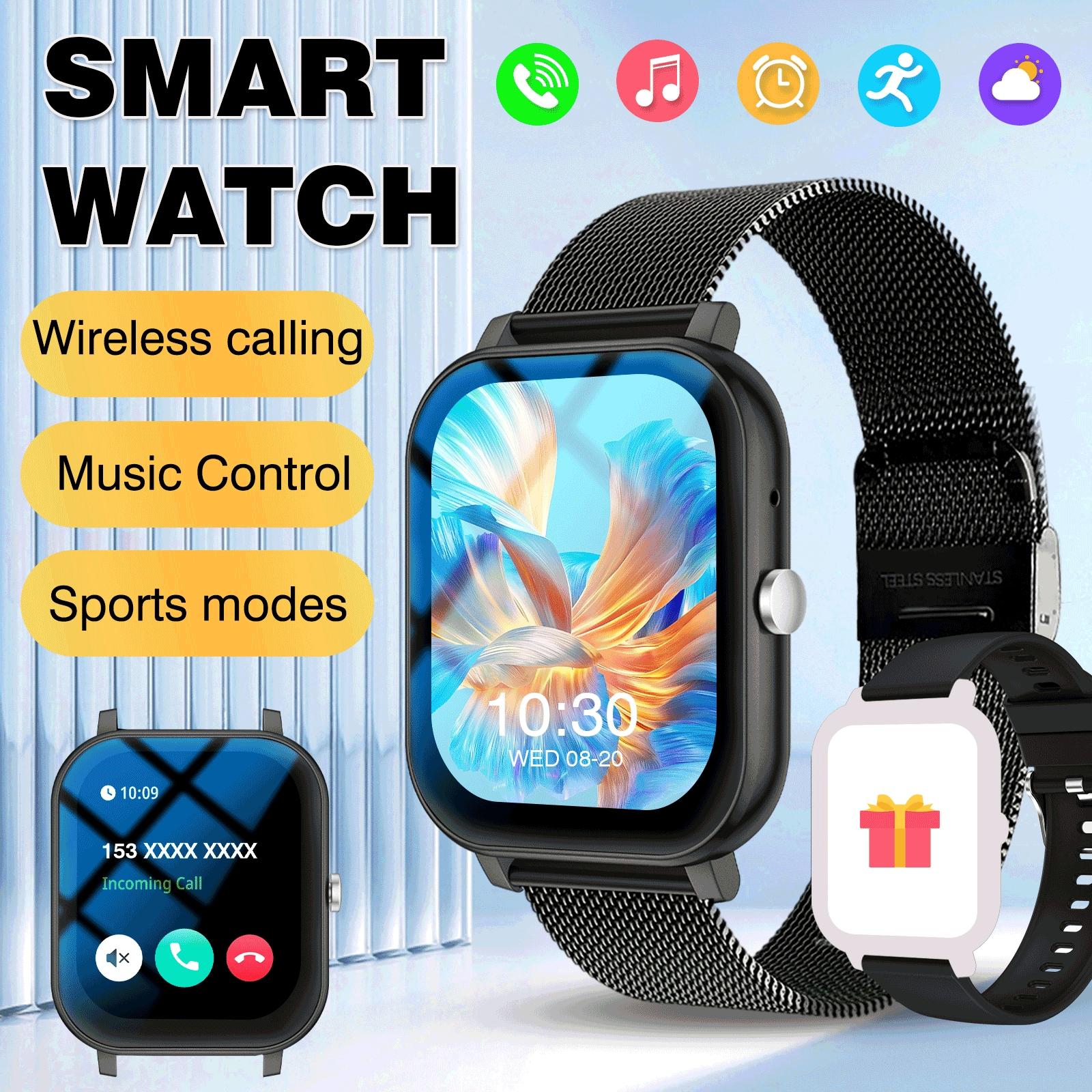Smart Watch with Wireless Calling & Multi-Sport Mode, Call Reminder, Sms Alerts, Compatible with iPhone & Android Devices