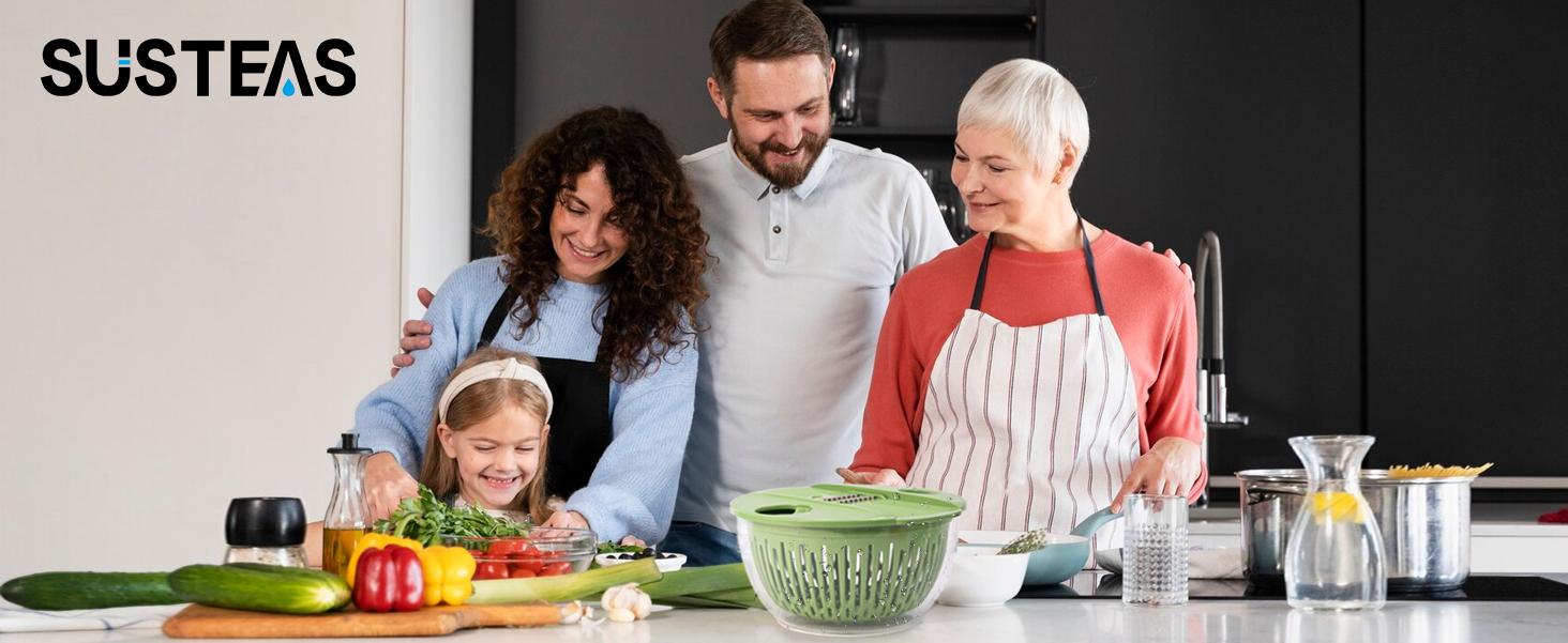 Salad Spinner +Chopper Combo –Includes Colander & Pasta Strainer– 5-in-1 Kitchen Must-Have (Springtok Green) Vegetable Cutting Slicer Utensils Fruit Spinach Drainer handheld cheese grater
