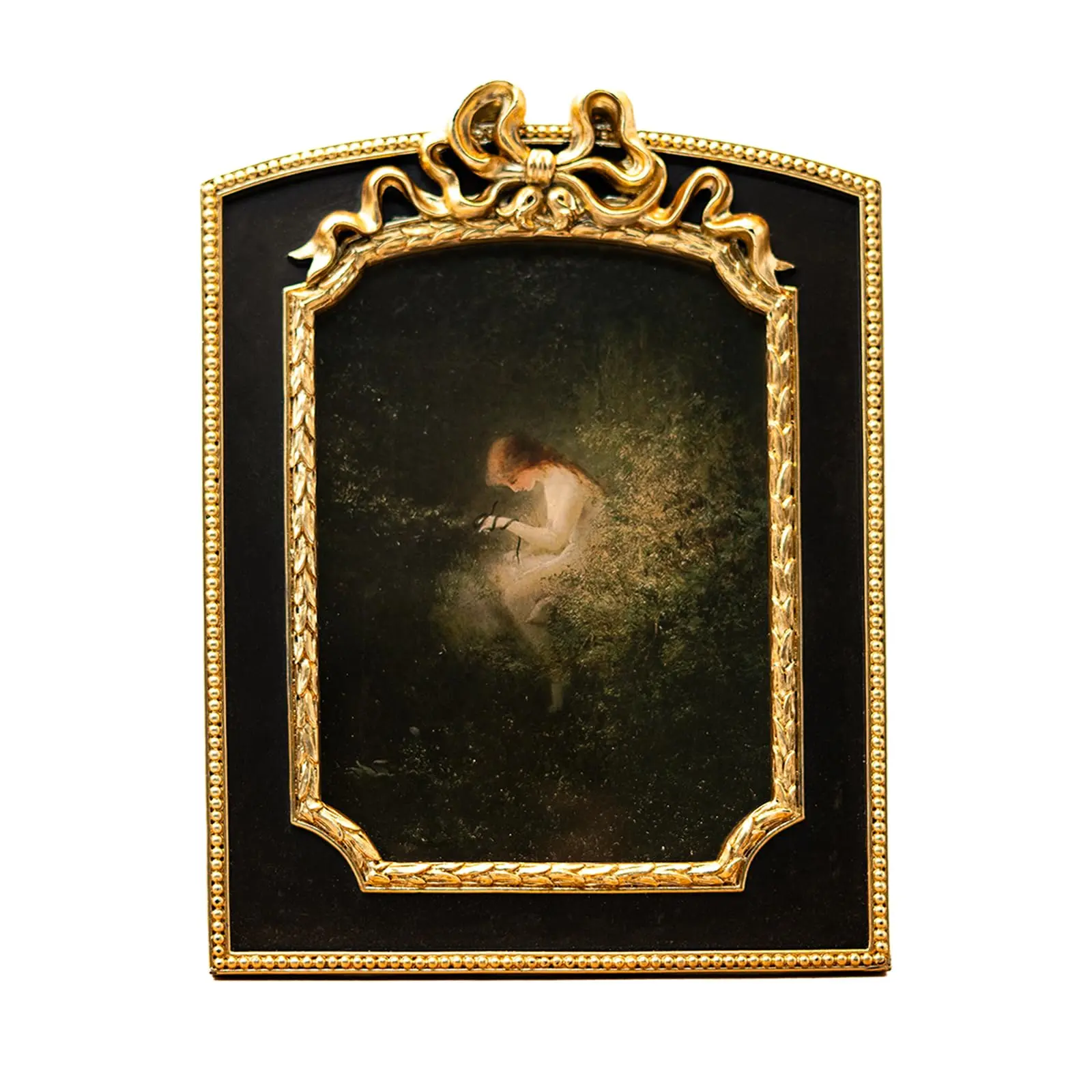 CISOO 5x7 Vintage Picture Frame | French Baroque Black Gold Ornate Bow Photo Frame, Real Glass Front, Wall Mount & Tabletop Easel, Vertical, Retro Decor for Gallery Wall Home Gift