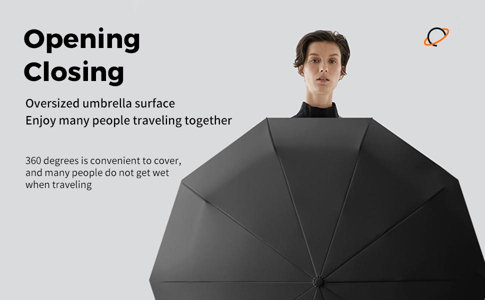 Ring Buckle Handle Automatic Umbrella, Thickened Reinforced Dual-Purpose Folding Umbrella for Two, Sunshade & Rainproof, 1pc