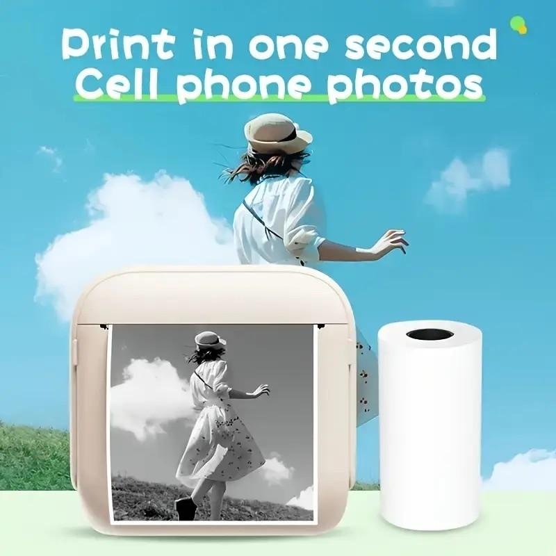 Portable Wireless Mini Printer, Compact Photo Label Printer, Ideal for Photos Labels Notes, Perfect Holiday Gift, Easy to Use