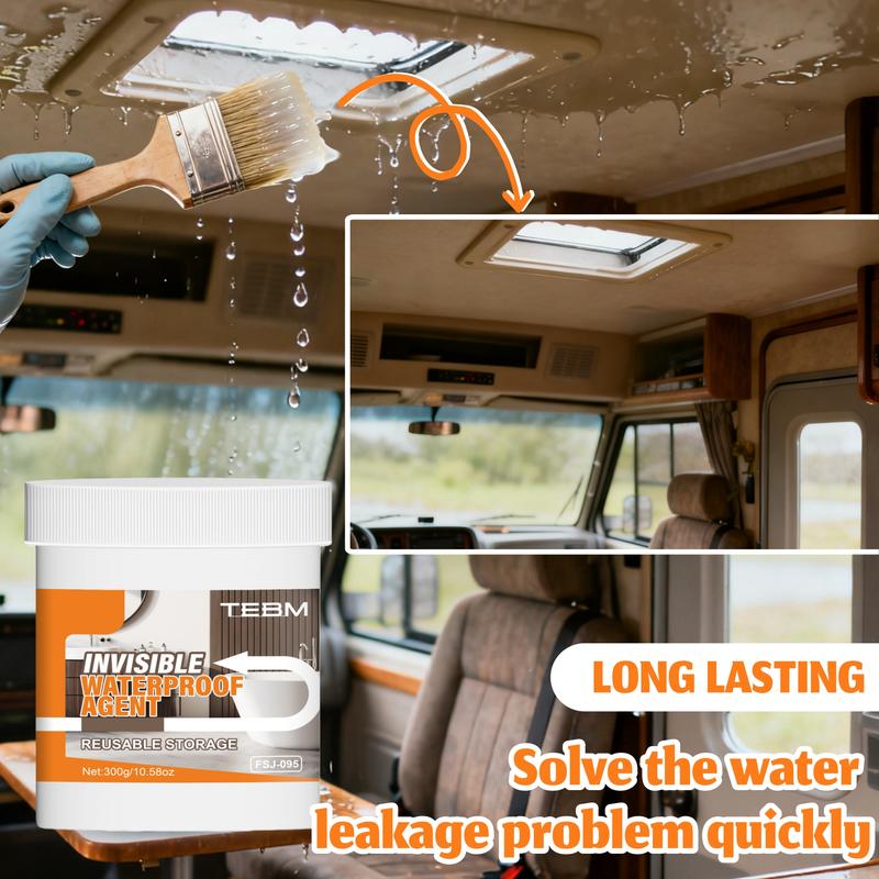 Transparent Waterproof Sealing Glue, Multi-Functional RV Roof Coating, Fast-Drying Flexible Breathable Sealant, for RV Roofs Windows Walls Tiles, Adhesive