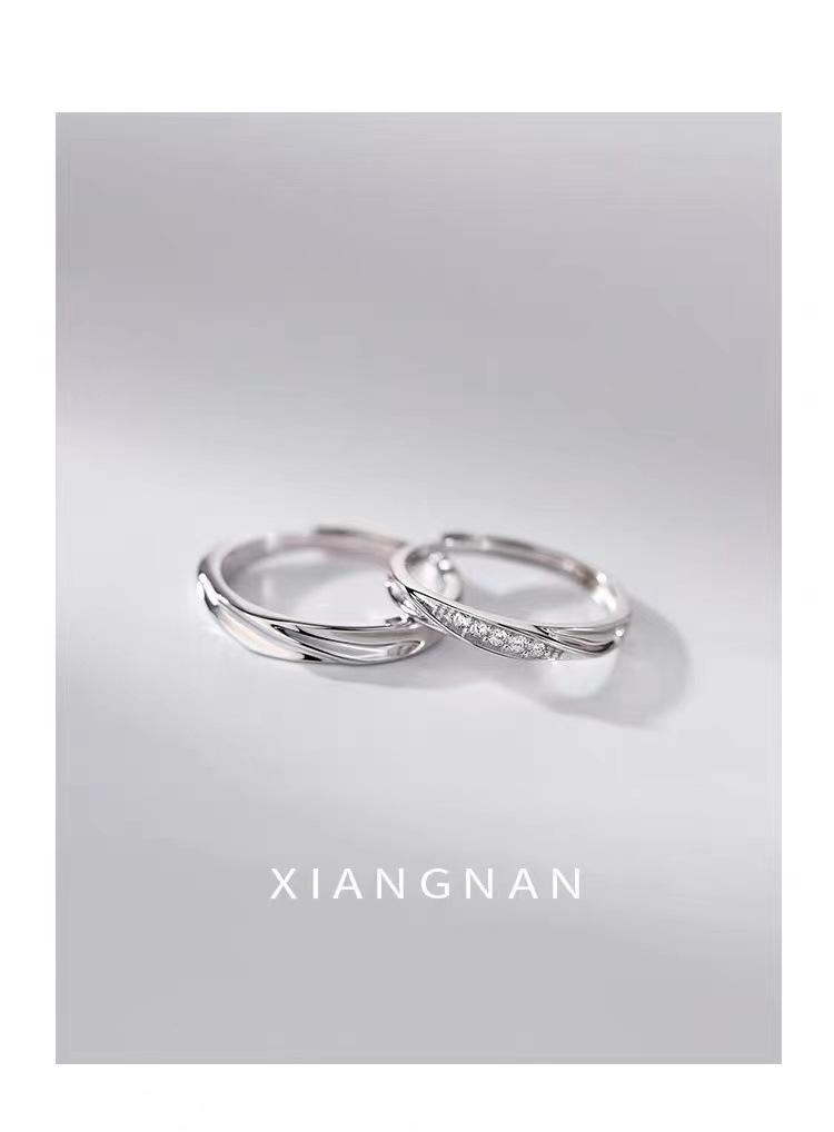 Fashion Jewelry - Adjustable unisex stainless steel Mobius rings with delicate and lightweight groove design; perfect for weddings, couples, and Valentine's Day gifts.