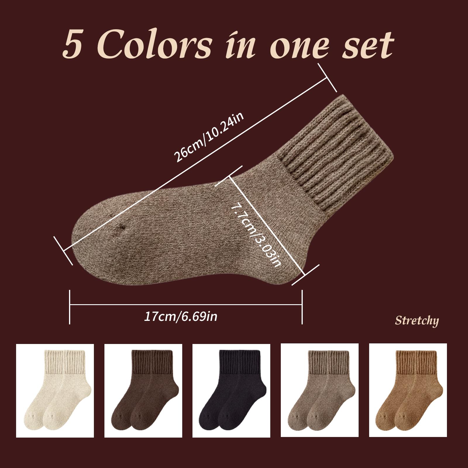Women's 5 Pairs Solid Mid-calf Socks Soft Comfy Warm for Fall Winter Everyday Wear Non-slip Ribbed Cuffs Reinforced Heel Toe