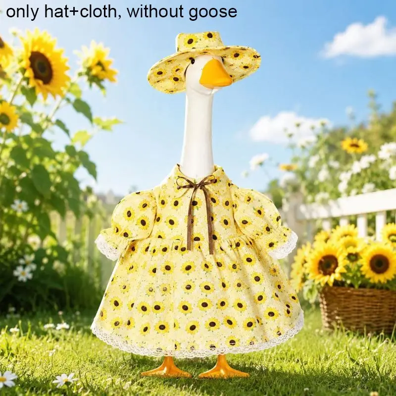 23 Inch Porch Goose Outfit, Sunflower Yellow Decorative Goose Dress for Lawn Goose Statue, Seasonal Goose Clothing for Outdoor Yard Lawn Patio Garden Decor