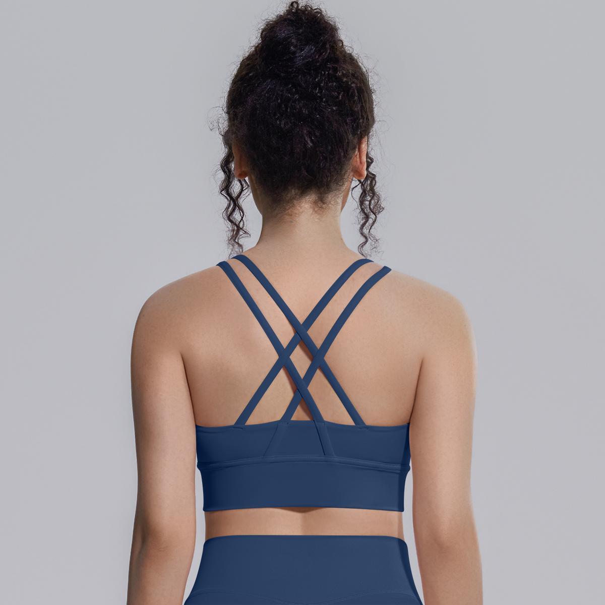 Summer Cross Straps Woman Yoga Bra Shock-absorbing Running Yoga Tank Top with Chest Pad Sexy Beautiful Back Gym Yoga Brassiere