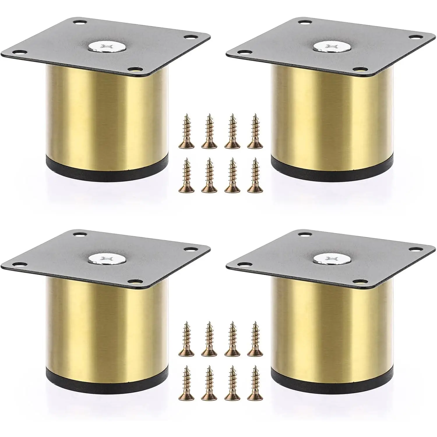 4 count 2 Inch Stainless Steel Furniture  Feets Metal Cabinet Desk , Golden Round Metal Furniture Risers Coffee Table   Heavy Duty Sofa  TV Stand  Dresser Chair