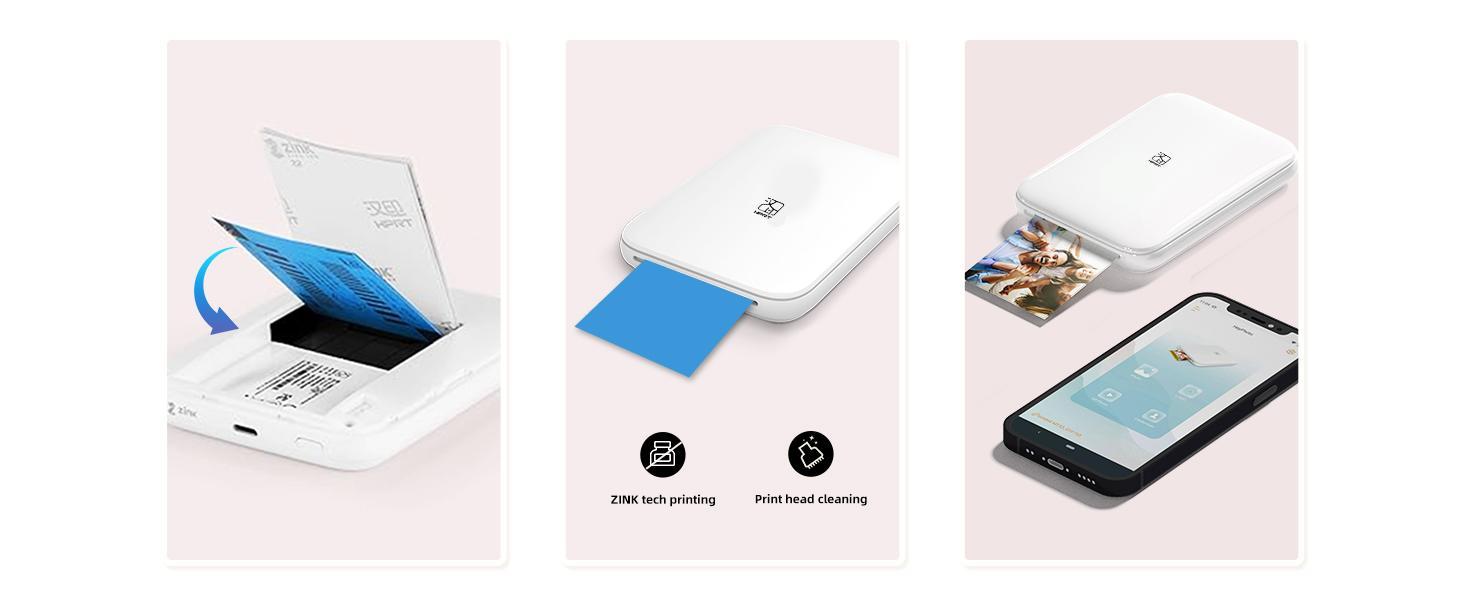 HPRT Mini Wireless Portable Color Photo Printer for Smartphone, Pocket-Size, Zink 2x3 inch, Peel-Off Stickers, Bluetooth, Compatible with iOS and Android Devices