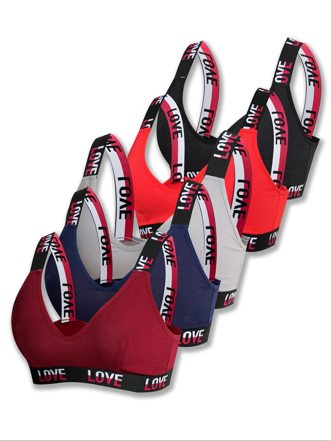 Women's Letter Print Wireless Bralettes, Comfortable Breathable Underwear Top for Daily Wear, Women's Underwear for All Seasons