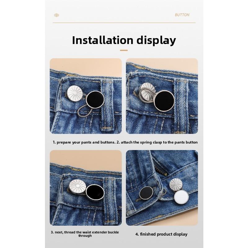 Spring Waist Extender Metal Buckle, Invisible Pants Waist Adjuster, No Sewing, Detachable, Adjustable Extension Clip, Easy to Use