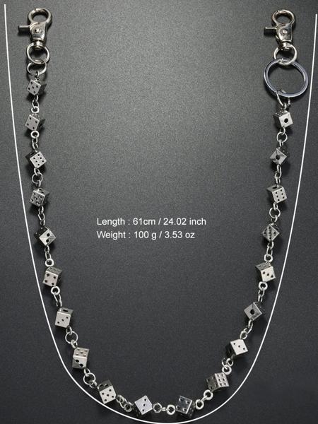 vintage Punk Dice Pants Waist Chain Men Cool Jeans Chain Keychain Wallet Chain Gothic Biker Fashion Accessories Body Piercing Jewelry Adjustable Jewelry