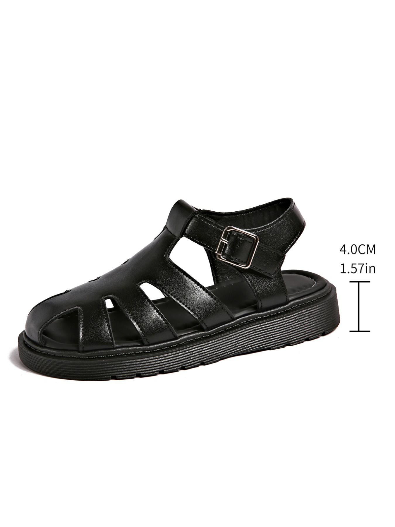 Thick Sole Sandals, Summer New Fashion, Versatile Toe Cover Roman Shoes, Height-Boosting Casual Beach Shoes, Trendy and Comfortable