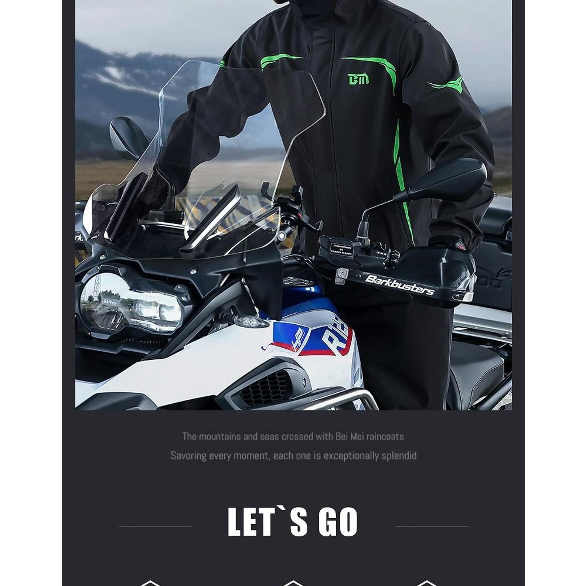 Men's Motorcycle Rain Suit, Split Raincoat & Rain Pants, Waterproof Storm Proof Riding Gear, 1 Set