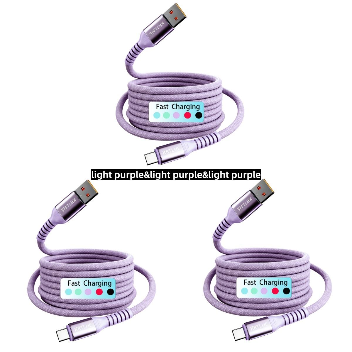3pcs,60W Nylon Braided,Fast Charging USB-C Cable, High-Speed Data Sync, Durable Round Shape, Male to Male, 100.58cm/201.17cm, with USB to Type-C, for Xiaomi, Huawei, for SamSung, OnePlus, for VIVO, Oppo, for Infinix & other C-connected devices.