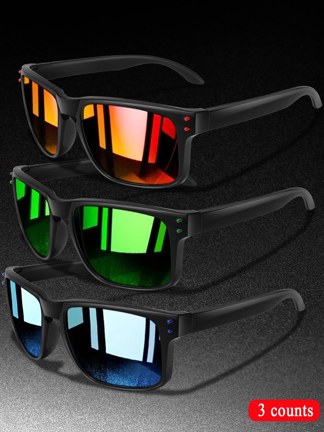 3-Piece Fashion Polarized Sports Outdoor Sunglasses Set, Unisex Cycling Hiking Eyewear, Classic Square Frame + Polarized Lenses, Daily Accessories, Sporty Eyewear, Summer Sports Sunglasses