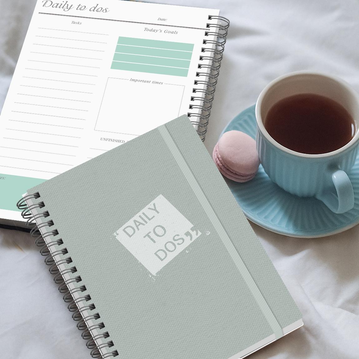 A5 Daily Planner Notebook, Spiral Coil Journal, Portable Elastic Band Schedule Manager, Task List Goal Tracker, Simple Office Study Memo Book