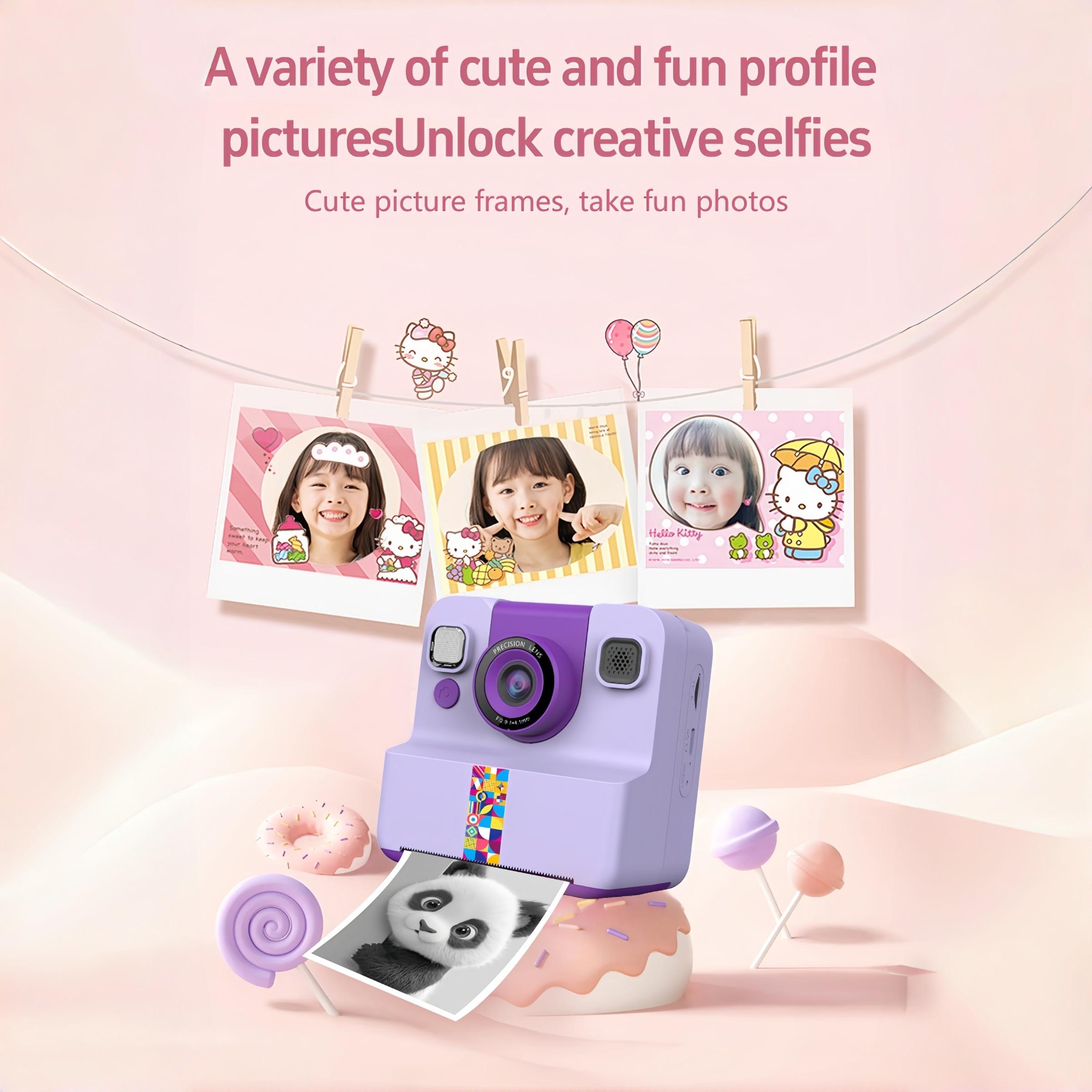 【New Camera Model】Mini Handheld Instant Camera | Photo + Print 2-in-1 | 1300mAh Long Battery Life | Supports TF Card up to 32GB | 2.4" IPS HD Screen | Flip Lens | Birthday Gift for Kindergarten & Primary School Students | Thermal Printer – Print as You Sh