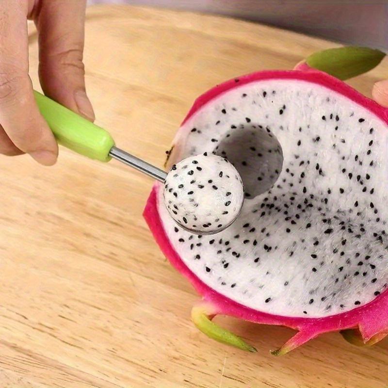 4pcs 3-In-1 Fruit Ball Digger, Melon and Fruit Corer, Seed Remover, Peeler, Stainless Steel Multi-Function Melon Cutter, Carving Knife