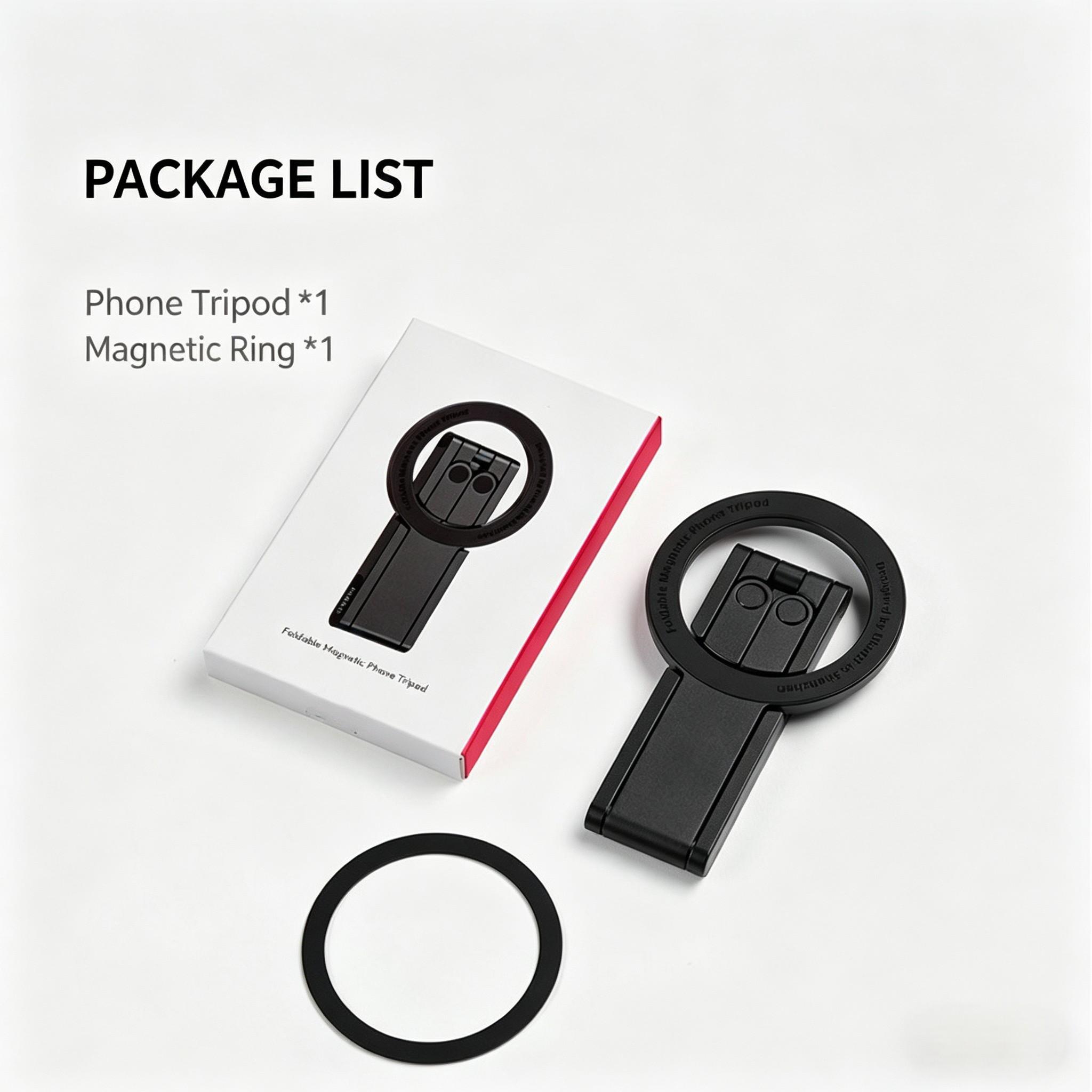 Pocket Magnetic Phone Tripod, Portable Photography Stand for iPhone, Magsafe Desktop Support, Android Universal Handheld Selfie Stick