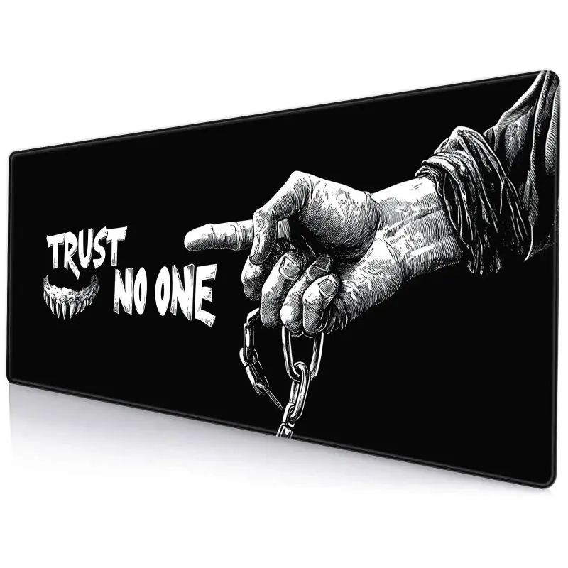 1-Count "Trust No One" Design Extended Large Rectangle Gaming Mouse Pad - Non-Slip Personalized Mouse Pad for Home, Office Desk Use