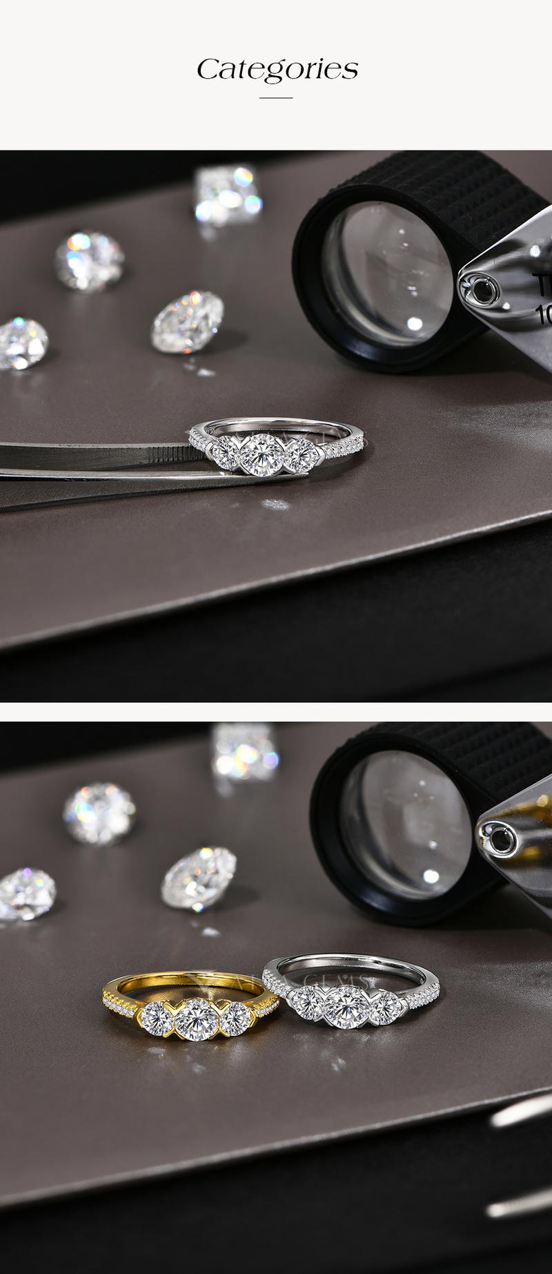 Past Present Future Synthetic Moissanite Three Round Cut 1.2CTW Ring Engagement Party Jewelry Gift New R227