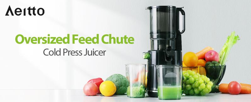 Aeitto Max5 Juicer, Cold Press Juicer with 5.8" Large Feed Chute,1.7L Large Capacity, 250W Whole Masticating Juicers for Vegetable and Fruit, High Juice Yield, Easy to Clean with Brush, Ice Fruit, BPA-Free, Smart recipes App