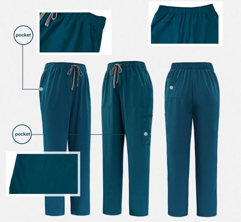 Women's V-Neck Quick-Dry Medical Scrubs Set Nurse Uniform, Stretchy Comfortable Lightweight, Multiple Pockets, Casual Home Wear, All Seasons