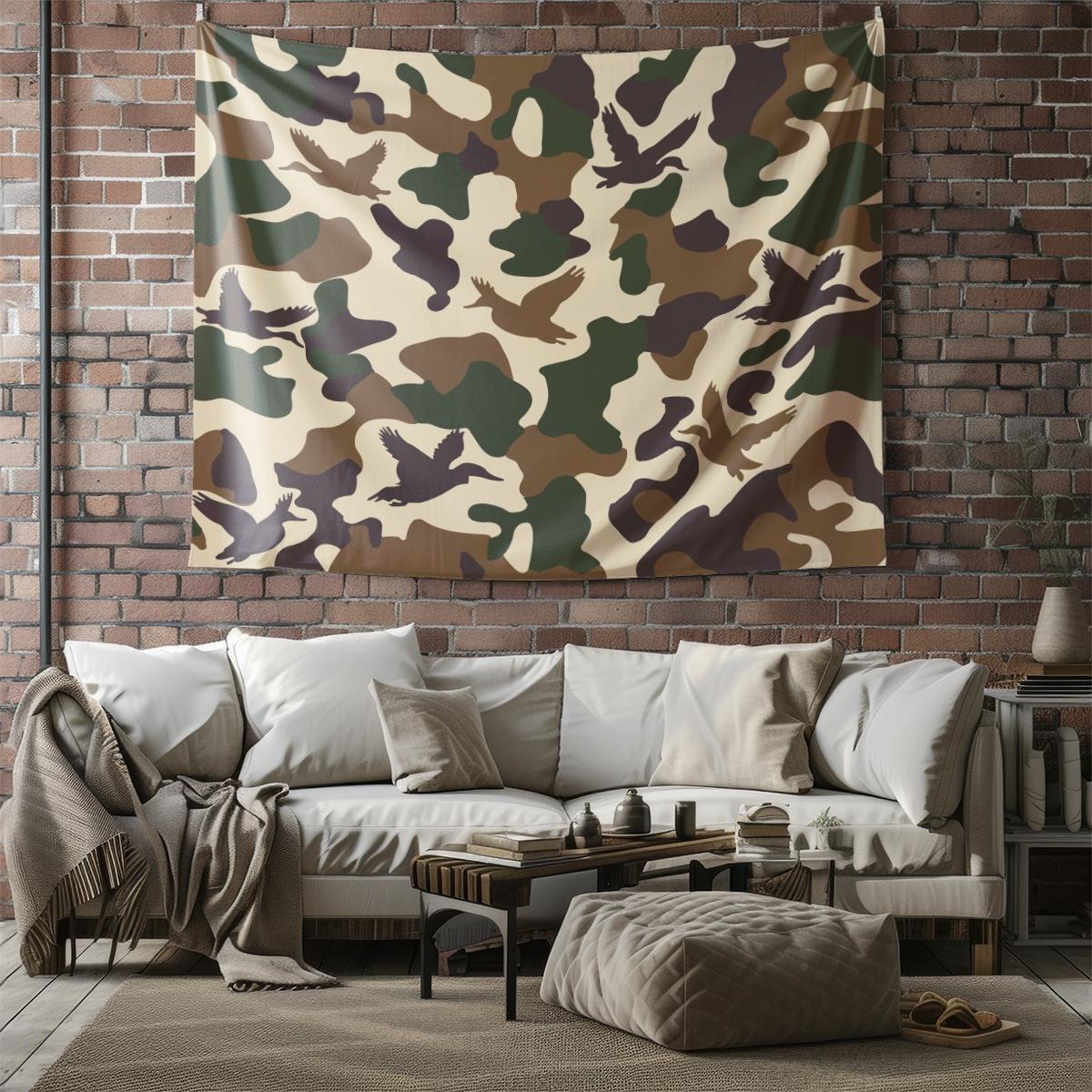 Wild Duck Camo Hunting Tapestry, HD Digital Printed Wall Hanging Tapestries, Multi-Use Wall Blanket for Bedroom Living Room, Perfect Backdrop Decor for Hunting Enthusiasts, Ideal Gift