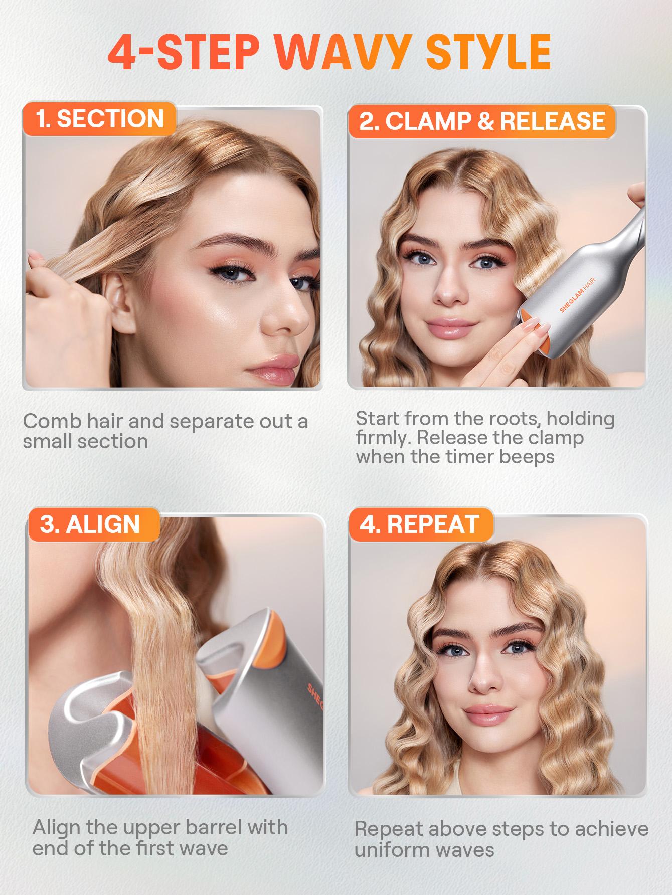 【BOGO SALE】SHEGLAM HAIR Beach Babe Hair Waver,Ionic Hair Waver,Waver Curling Iron,2 Barrel Hair Crimper With Anti-Scald,50 Million Ions & 10 Min Quick Wave,Smart Timer & Adjustable Temps,Easy To Use Hair Tool For Women - US Plug-Effortlessbeauty