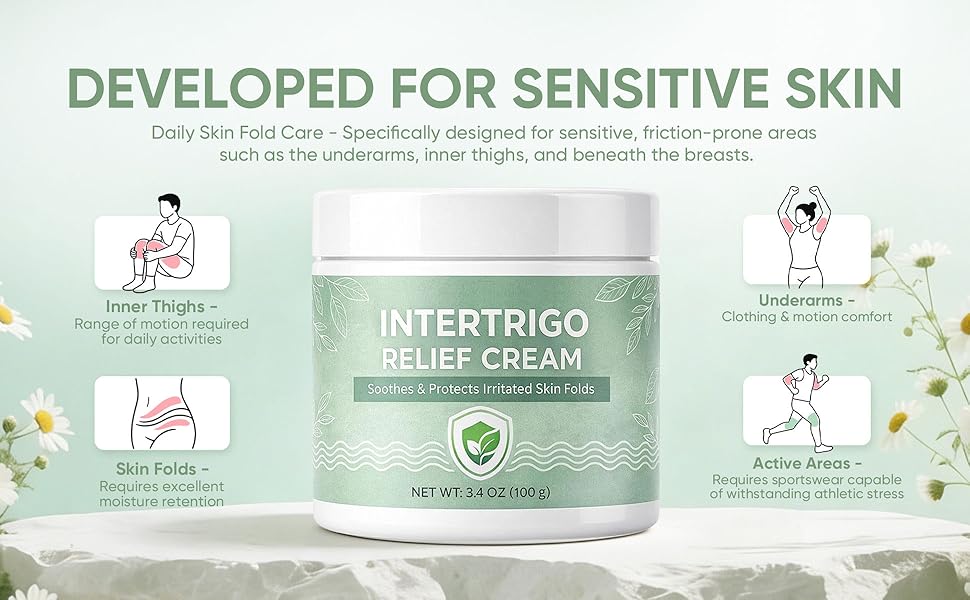 Intertrigo Cream – Skin Fold Barrier Cream for Moisture & Friction Protection, Helps Support Skin Comfort, Fast-Drying Non-Greasy Formula for Friction-Prone Areas, 3.4 oz (100 g) (1) Summervibes Fast-Acting Anti-Cellulite