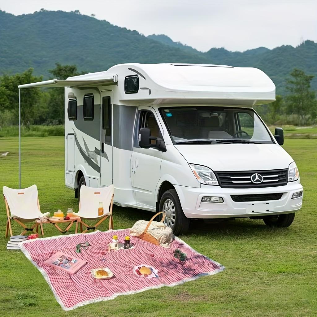 RV mat, summer outdoor picnic mat, red checkered lace design, thick and portable, suitable for camping, beach, lawn, and photography, Lightweight picnic mat