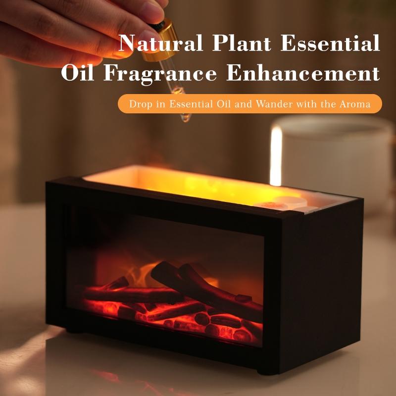 New Vintage Fireplace Silent Essential Oil Diffuser, 3D Realistic Fire Flame Humidifier, Home Desktop Humidifier, Tabletop Air Purifier, Room Humidifier