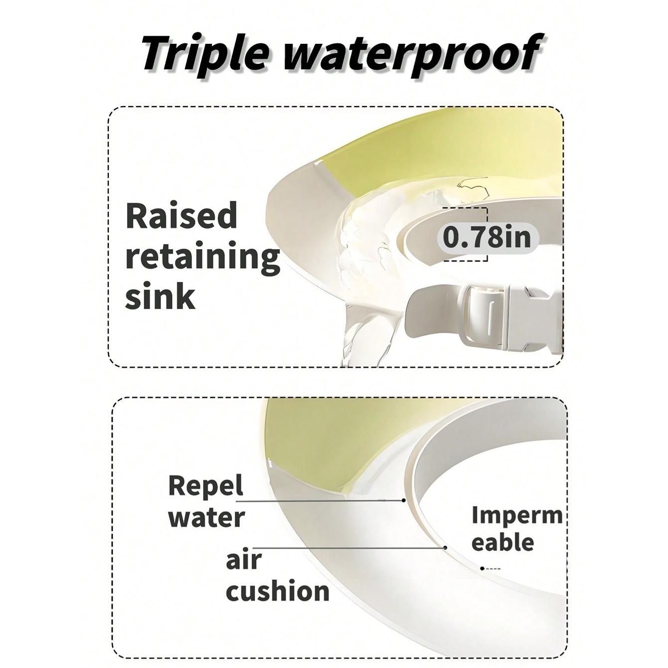 Cartoon Shower Cap/baby Bath Hat, Dual-Layer Portable Detachable Foldable, Wide Brim, Ear Protection, Adjustable Head Size, Three-Way Waterproof