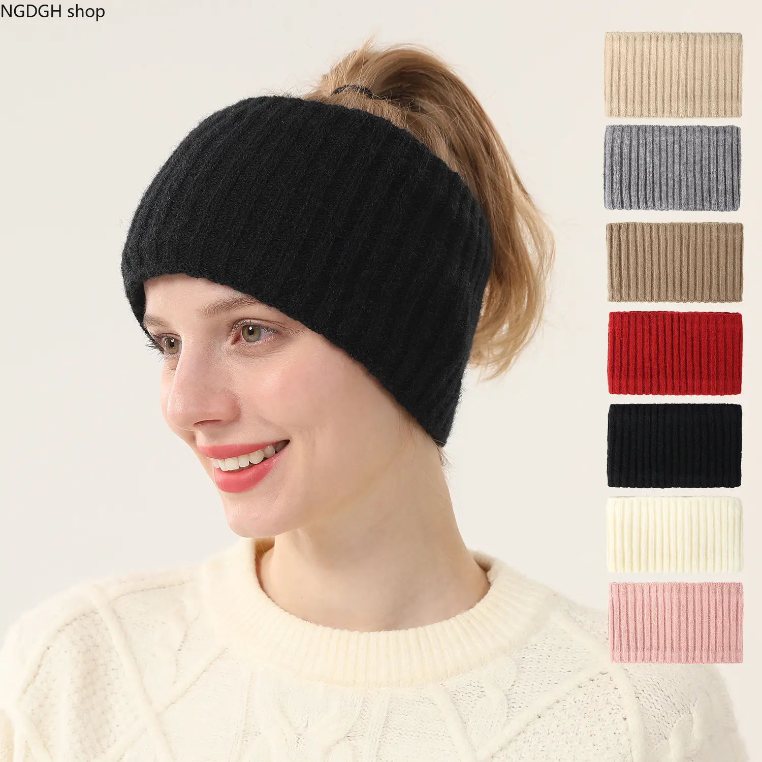 Wide Black Knit Headband for Women Men, High Elastic Stretchy Ribbed Hairband, Soft Warm Winter Ear Warmer, Moisture-Wicking Sports Workout Head Wrap, Versatile Everyday Accessory, Perfect for Running, Yoga & Cold Weather.