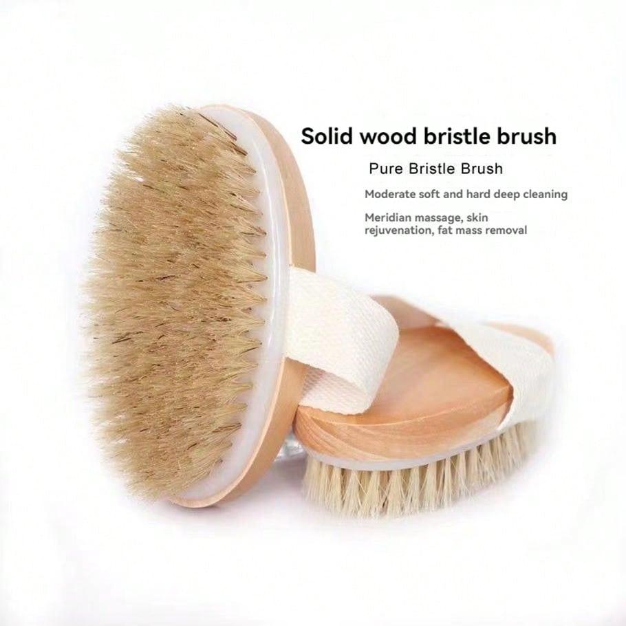 Multifunctional Pig Hair Handheld Brush, Oval Reeds Bristle Brush, Bath Brush, Shower Brush, Laundry Brush, Essential Cleaning Tool