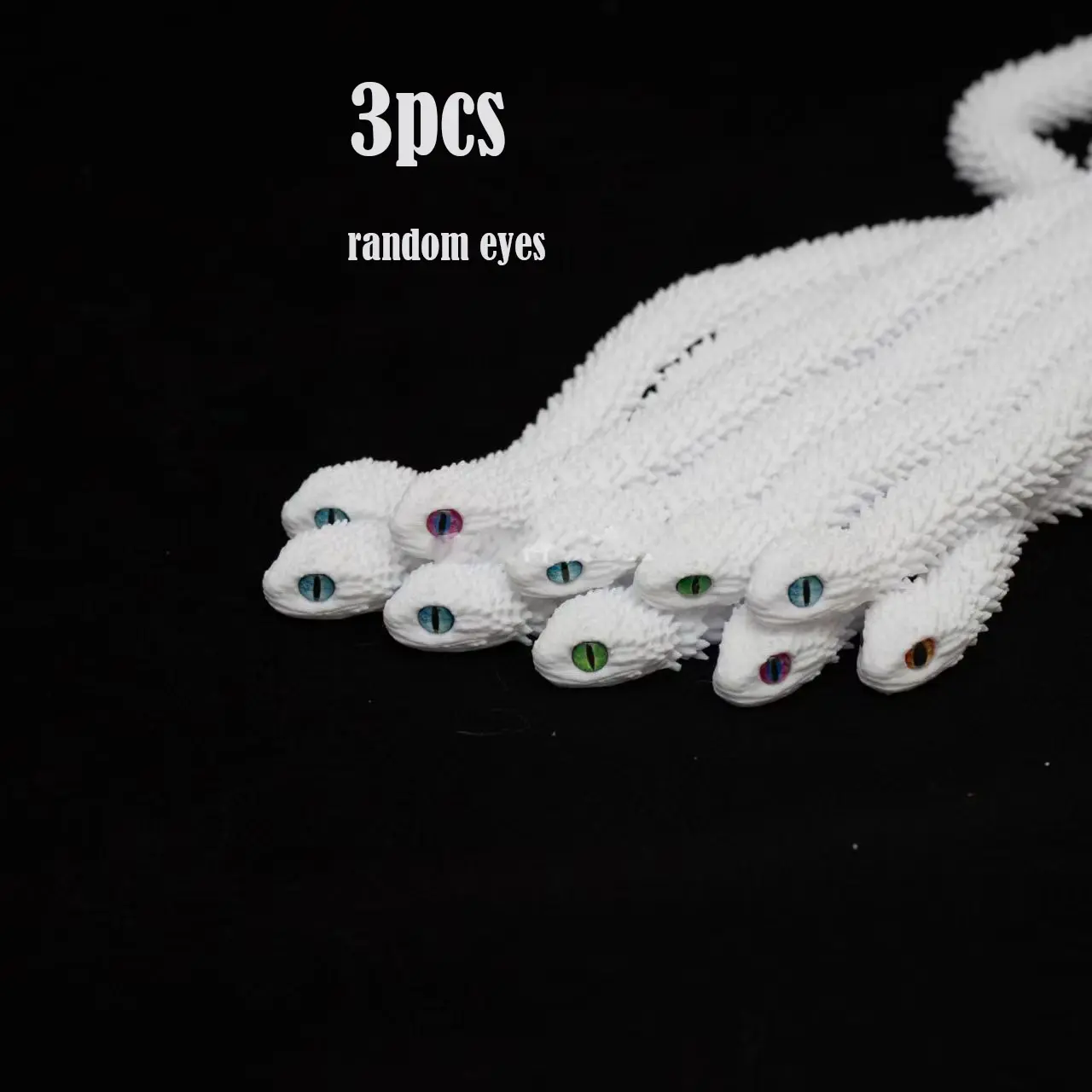 3 White Snakes, Medium Size (30 cm)