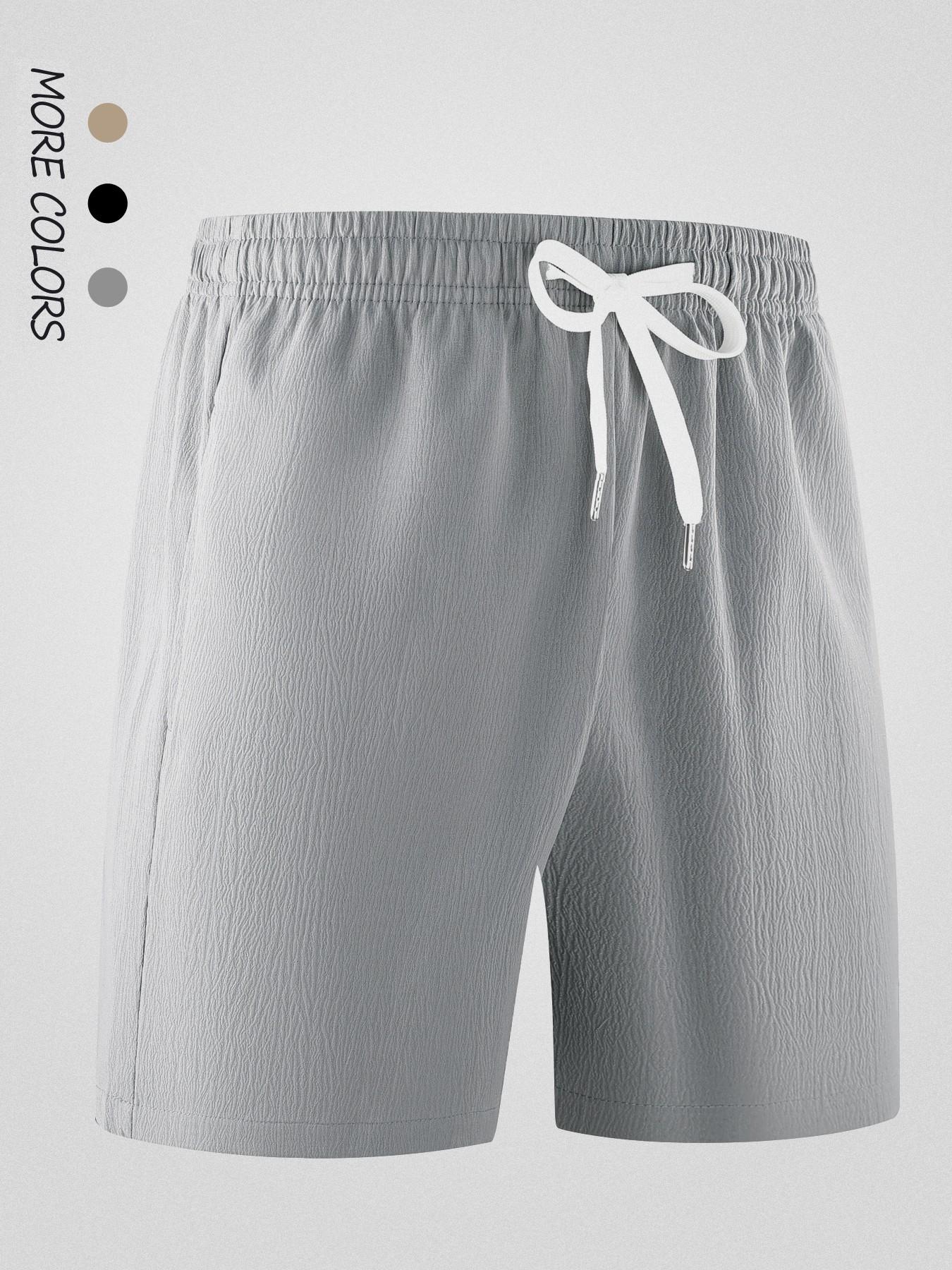 Summer Breathable Lightweight Comfort Solid Color Daily Wear Shorts, Outdoor Sports Running Exercise Thin Airy Five-Quarter Pants, Men's Beach Volleyball Vacation Shorts
