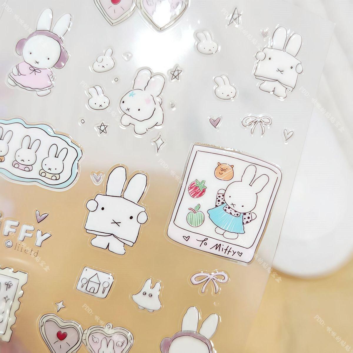 Cute Miffy 3D Nail Stickers Kawaii Glass Camera Nail Stickers Decoration Anime Printing Stickers Holiday Surprise Gifts
