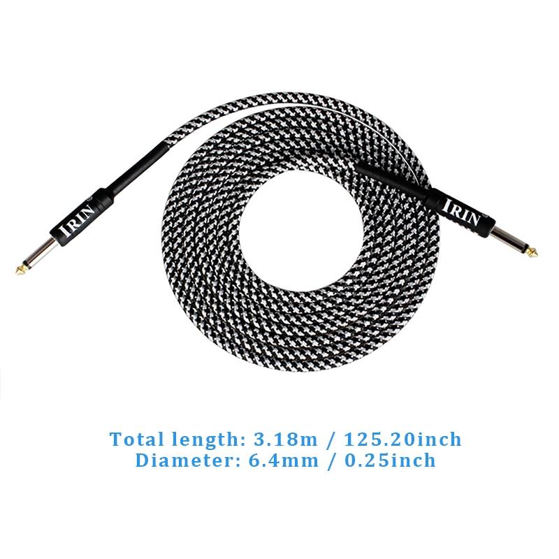 IRIN electric guitar 3m cable Guitar cable electric instrument bass amp cord for electric mandolin (black), Pro Audio (right angle to straight)