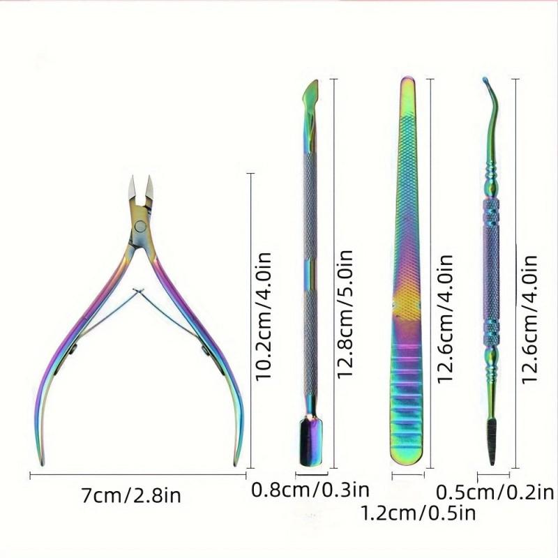 Professional Nail Care Kit 4pcs, Stainless Steel Clipper & Cuticle Remover, Home Salon Use, Durable Design for Precision Manicure