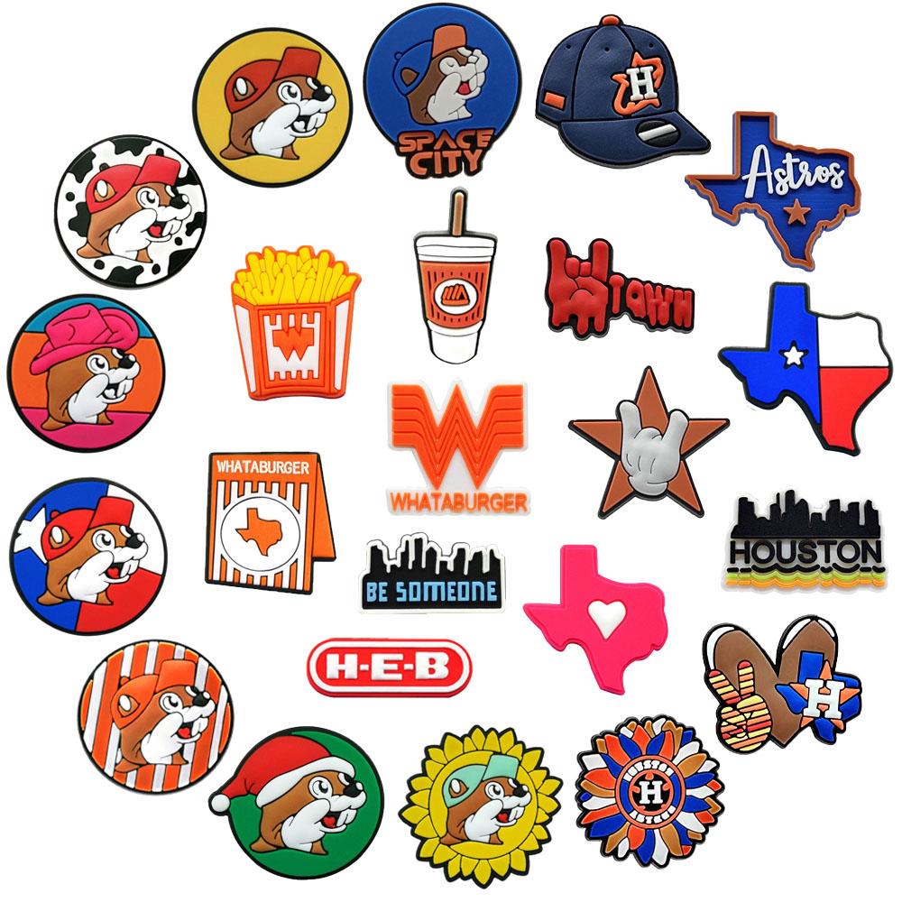 26pcs Texas Series Shoe Charms Set For Bubble Slides Clogs Sandals,PVC Shoe Decorations Accessories Buckle For Christmas Birthday Gifts