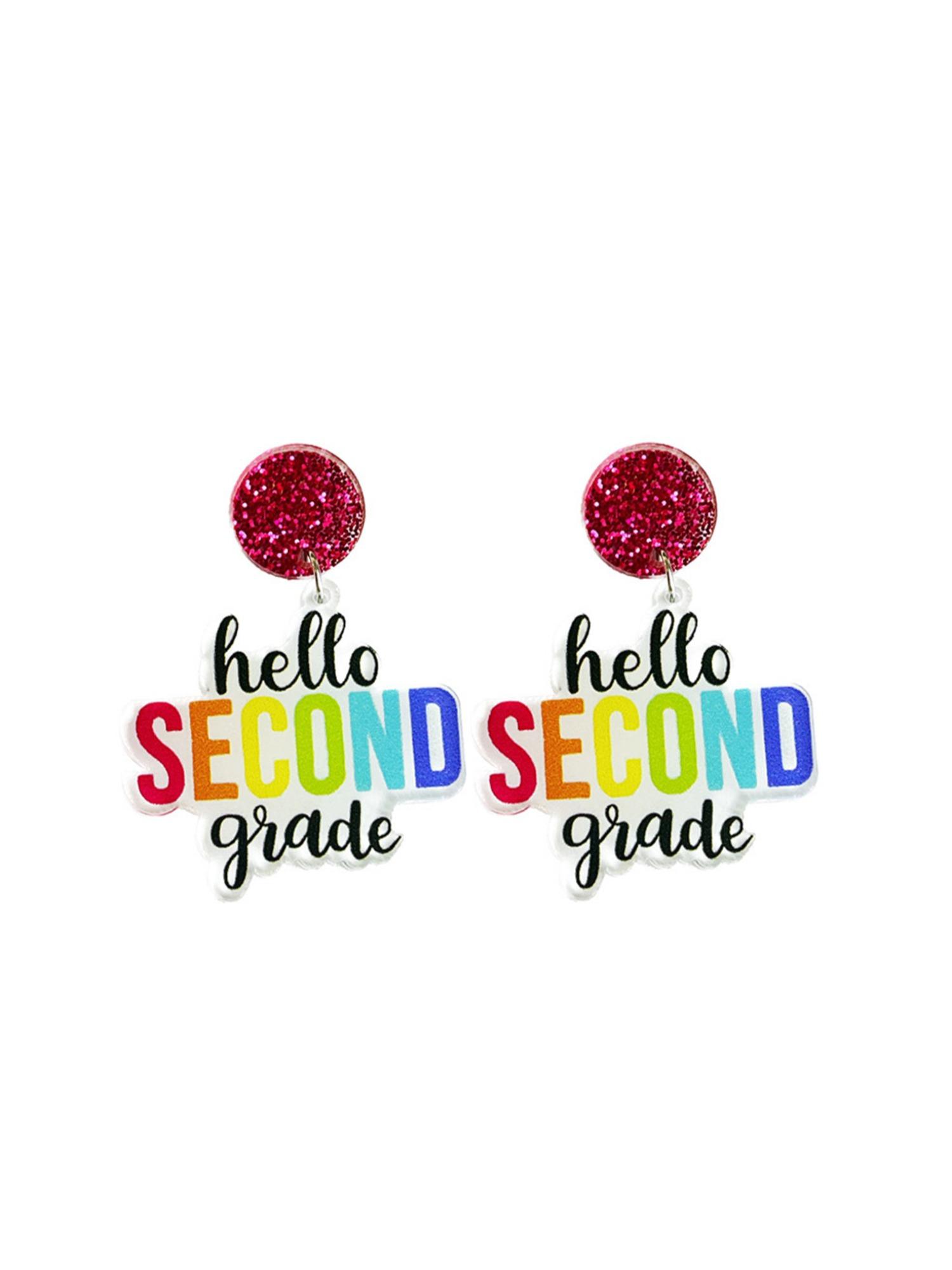 European and American Style Teacher Drop Earrings, Colorful Simple Text Sparkling Student Ear Rings, All Seasons Preppy Fashion Jewelry