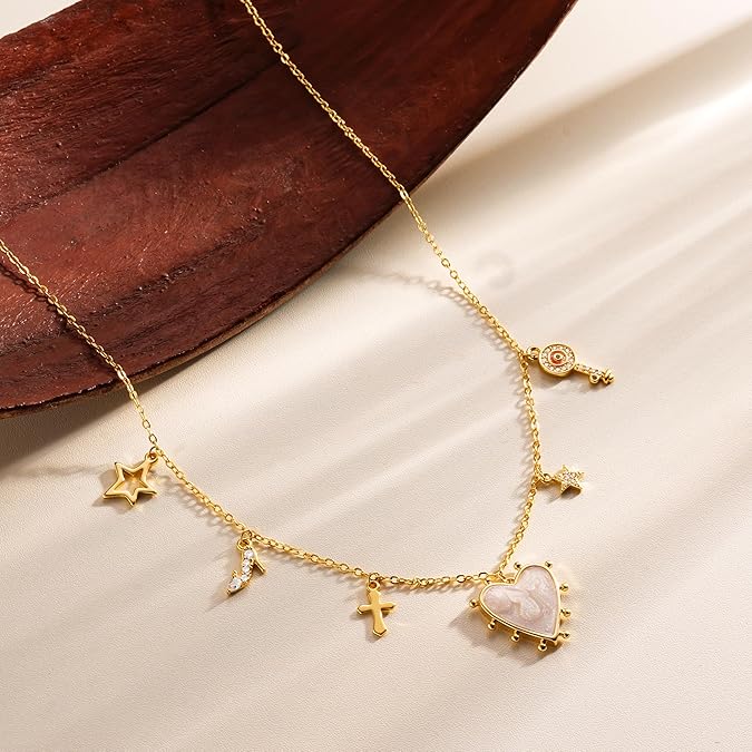 CHESKY Necklace for Women Affordable Necklaces Pendant Charm Cute Chain Choker Trendy Sun Heart Bow Evil Eye Dainty Jewelry