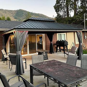 PURPLE LEAF 12' x 16' Patio Gazebo For Backyard | Hardtop Galvanized Steel Grey Frame With Upgrade Curtain