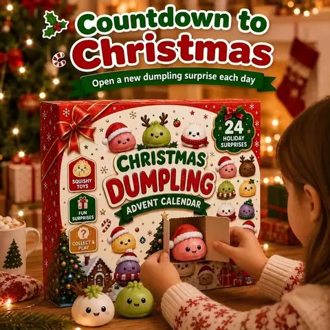 2026 Christmas Advent Calendar with Dumpling Squishies, 24 Surprise Mini Squeeze Fidget Toys, Holiday Countdown Box, Cute Christmas Stocking Stuffer Gift for Kids