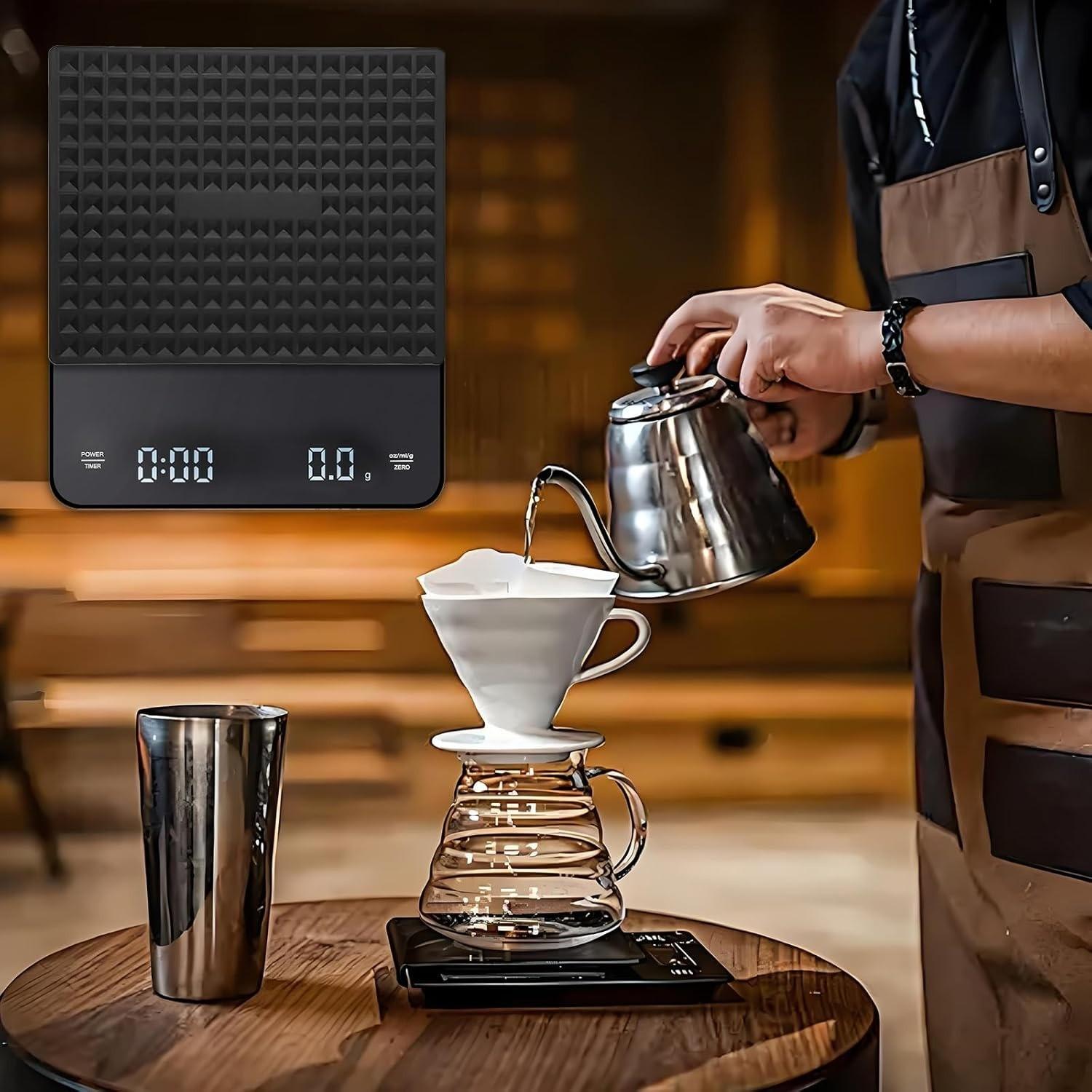Digital Kitchen Scale, Rechargeable Coffee Scale, High Precision Food Scale, Timer Included, Measures Grams, Ounces, Milliliters, Christmas Gift