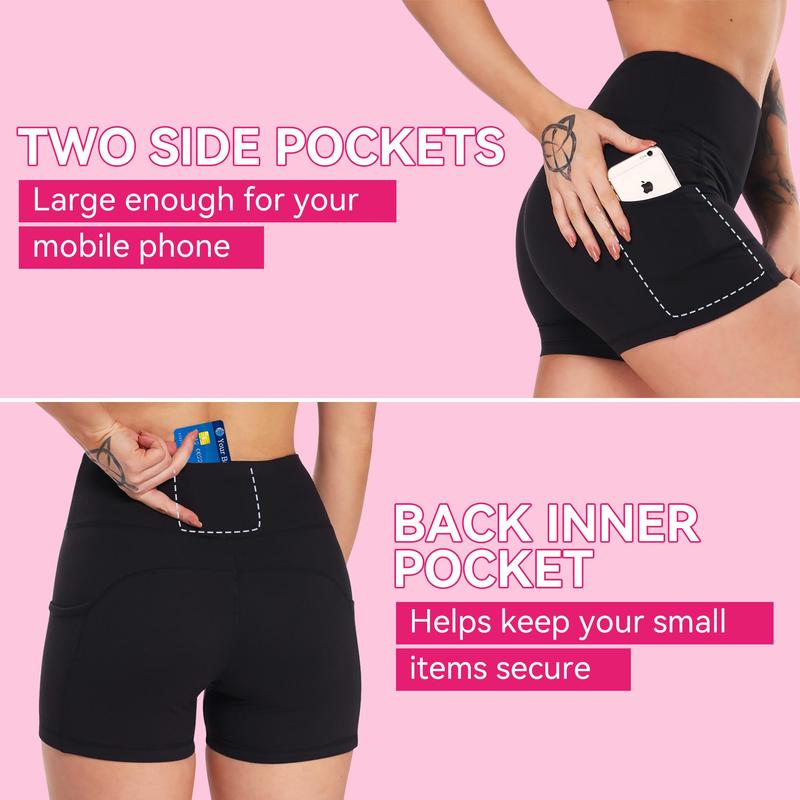 Showitty 1/3 Pack Biker Shorts Women with Pockets 11” Shorts High Waist Casual Daily Wear Comfortable Fit
